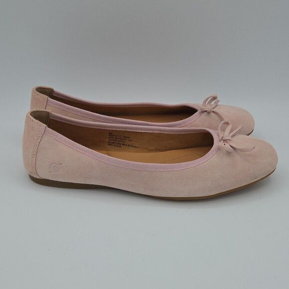 Women's Born Ballet Flats Loafers Pink Leather Suede Bow 9M Slip-ons C8UH20 - Picture 5 of 8